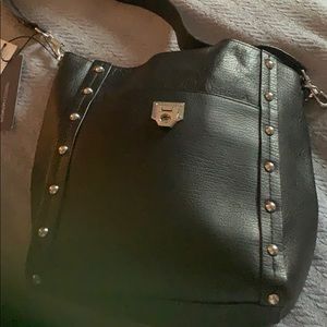 Black bucket bag